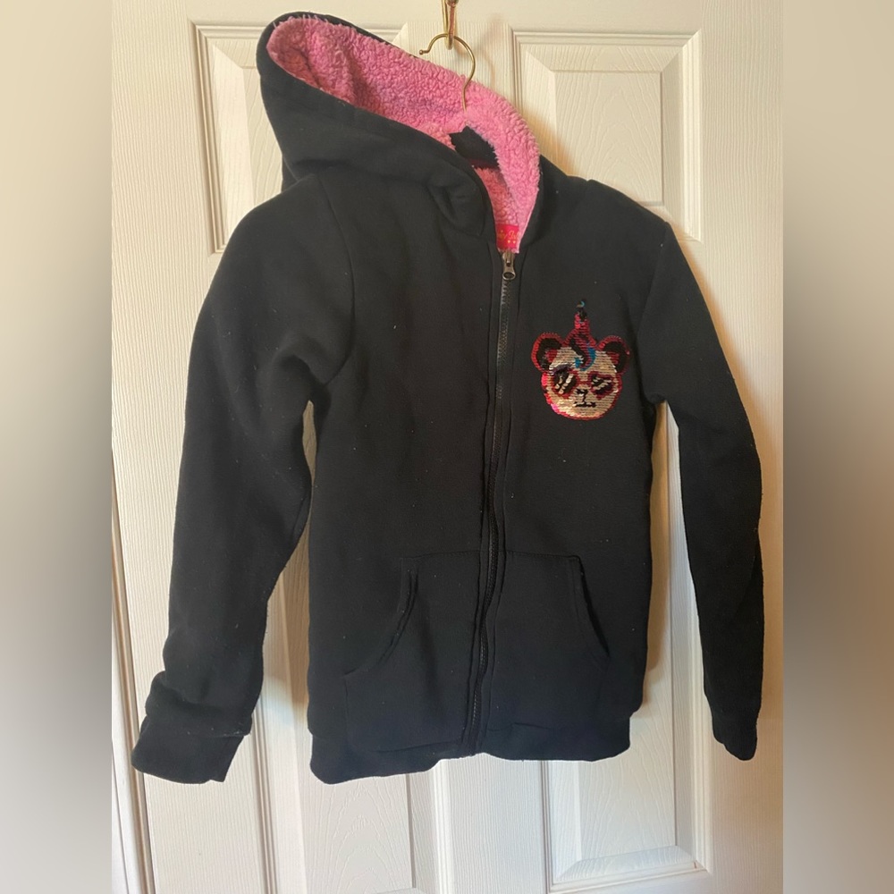 Coney Island Girls' Sweatshirt Zip Up Hoodie (Size: L 10/14) Panda Design
